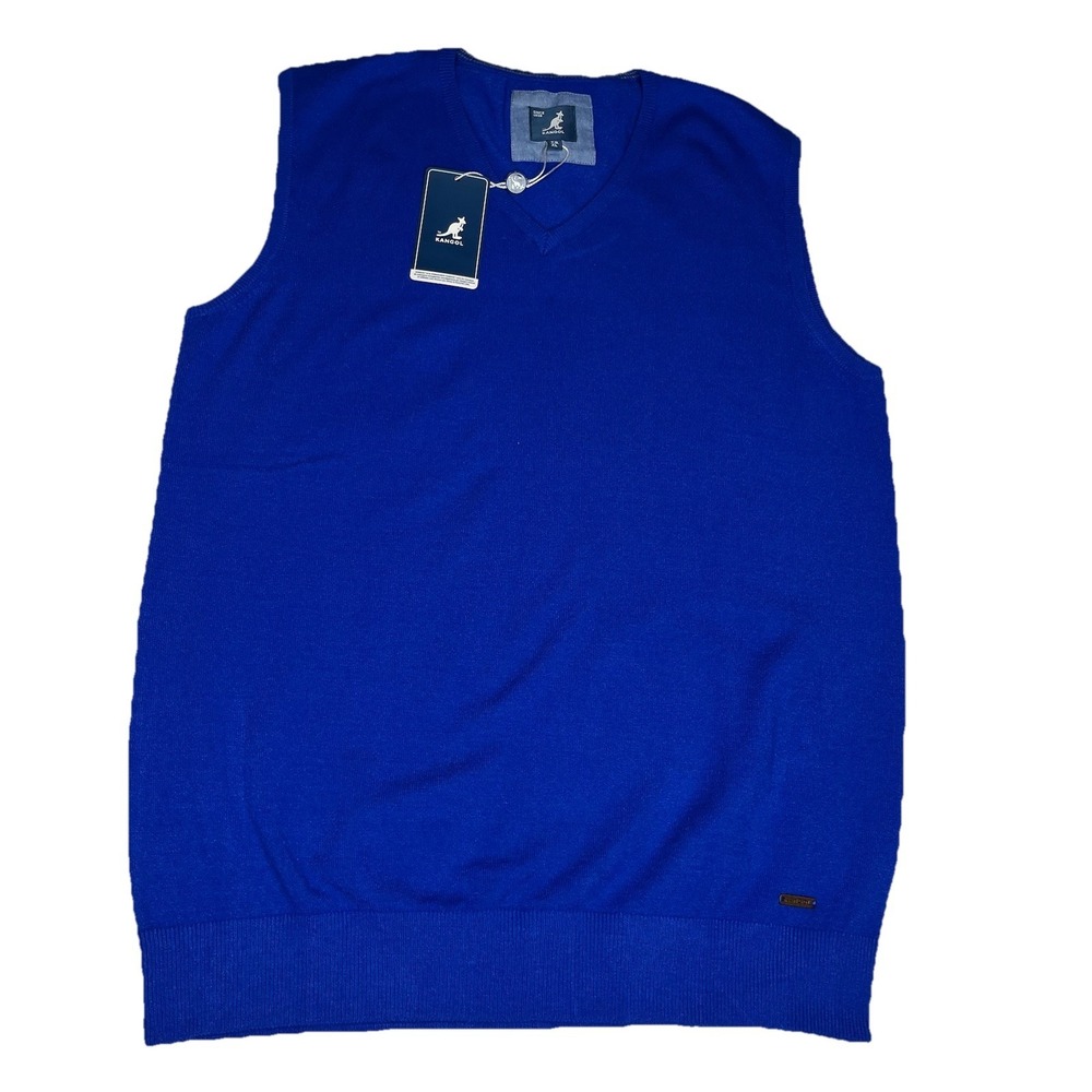 NWT Kangol Sweater Vest Mens XL TG Lightweight Soft Dress Vest Luxury Royal Blue